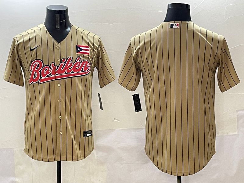 Men Puerto Rico Blank Brown Stripe Joint Name 2025 Nike MLB Jersey style 1->more jerseys->MLB Jersey